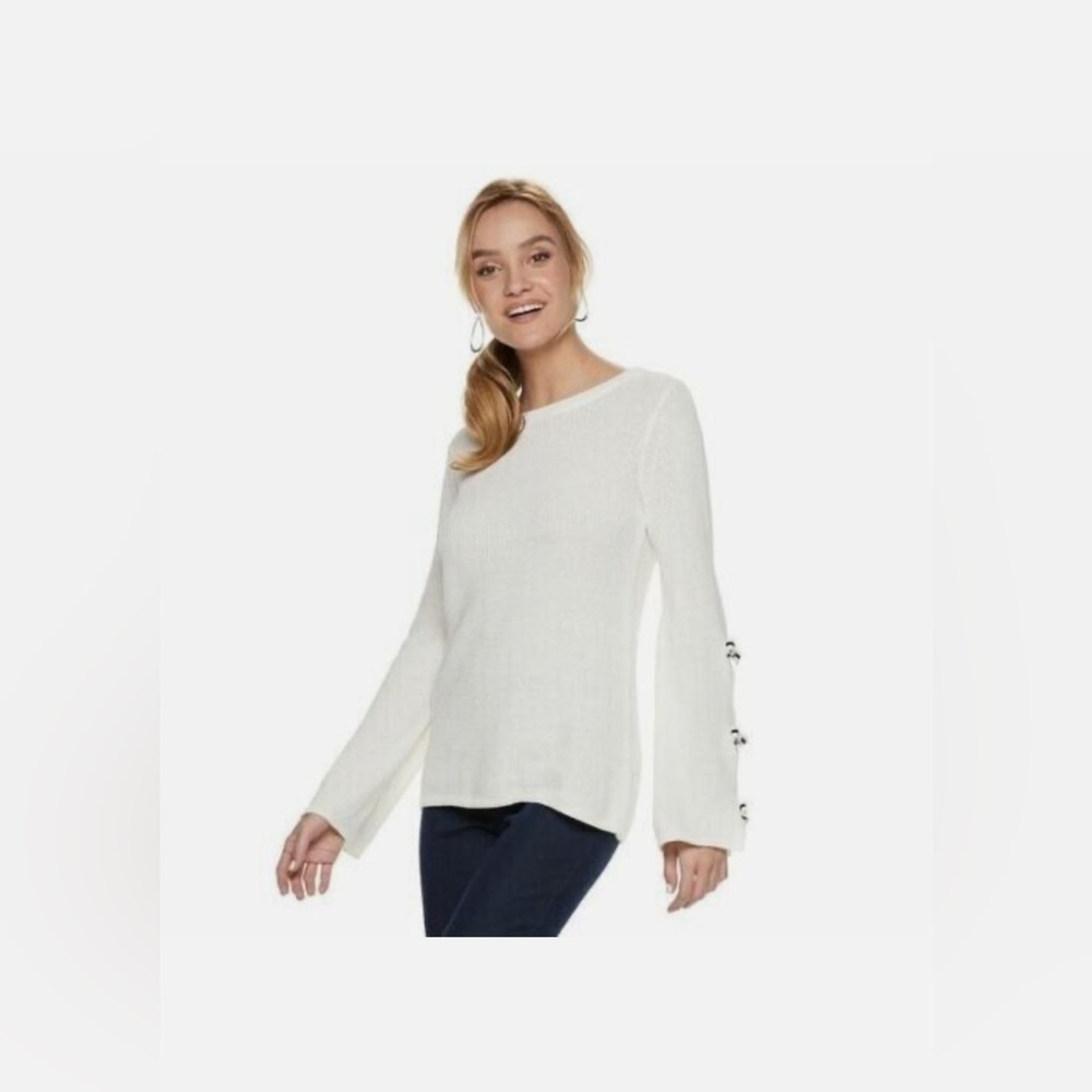 ELLE Women's Bow Sleeve Sweater size L NEW